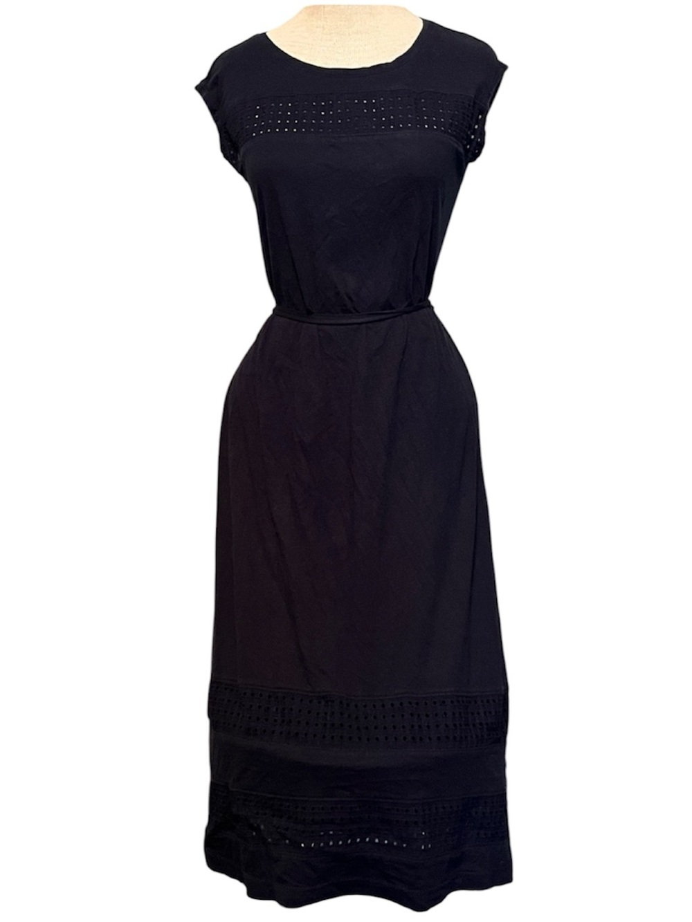 Tommy Hilfiger Navy Blue Maxi Eyelet-Trim Dress Size XS